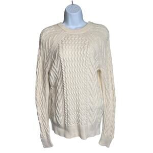 GAP Women's Cream Cable Knit Crew Neck Sweater‎ Size S Fishermans Chunky Preppy